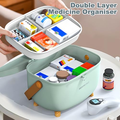 Polyvalent rangement medicament bleu et boite pharmacie portable à double gard - 5