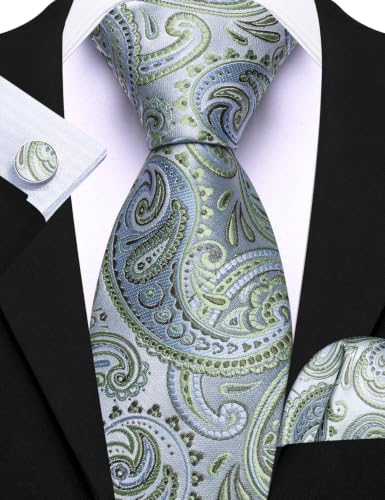 Image of Barry.Wang Designer Mens Tie Sets Collection, Eleagnt Gift Box Tie Clips Handkerchief Cufflink Set
