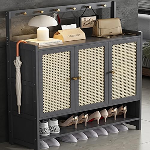 Meuble de rangement à chaussures en bambou armoire fine avec portes pour couloir