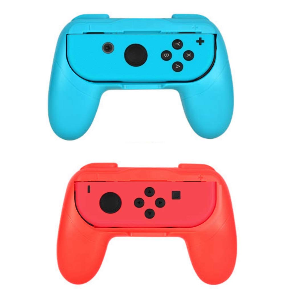 Kit de accesorios para Nintendo Switch Games Starter, 2 volantes, 2 agarraderas, 1 funda de transporte de viaje (5 en 1 rojo/azul)