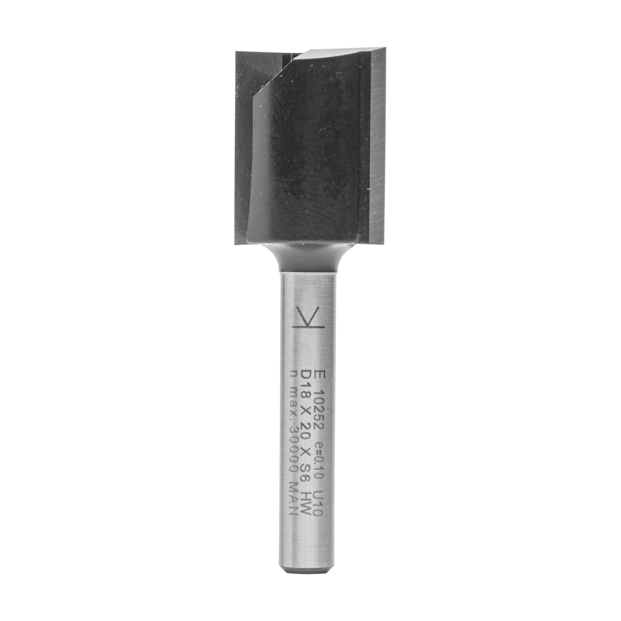 ENT 10252 Fresa ranuradora, en carburo, vástago (S) de 6 mm, diámetro (D) de 18 mm, NL de 20 mm, SL de 32 mm, GL de 52 mm