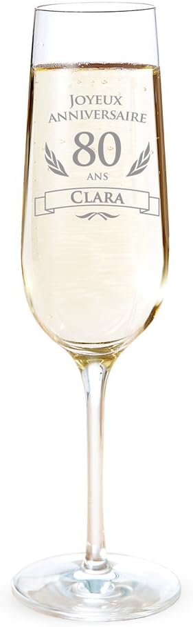 Amavel Flute A Champagne Avec Gravure Pour Les 80 Ans Personnalisee Avec Nom Cadeau D Anniversaire Verre A Champagne Et Vin Mousseux Gravure Et Idee Originale Amazon Fr Cuisine Et Maison