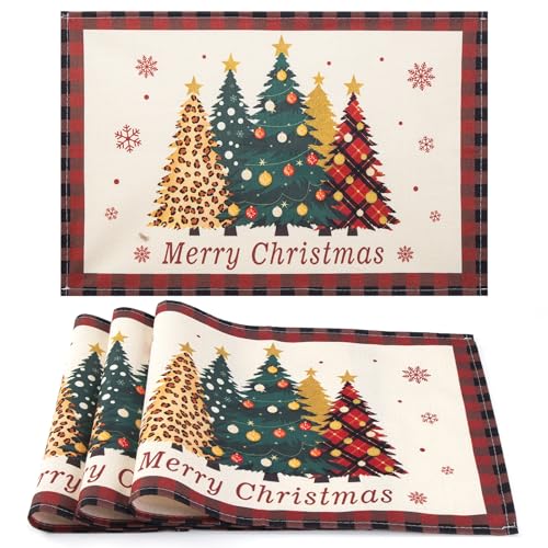 Hretvoi Platzset Weihnachten, Tischset Weihnachten Abwaschbar,...