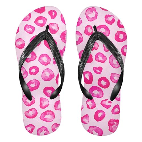 Leopard Spots Pink Flip Flop Beach Summer Casual Sandal for Women & Men Shower Shoes 20861837
