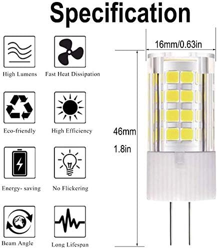 ZFQ 6-Pack G4 AC/DC 12V LED Light Bulb, 5 Watt, 500 Lumen, Cool White 6000K, 360° Beam Angle, 50W Equivalent - Image 3