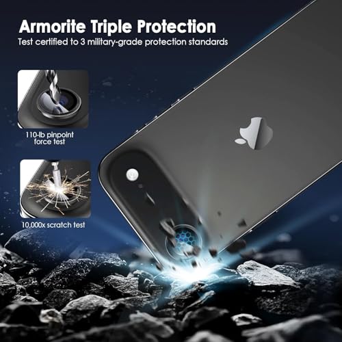 Image of Skinomi Camera Lens Protector Compatible with iPhone 17 Air, [Anti-Scratch] Premium Tempered Glass Film Aluminum Alloy Lens Ring Cover- Black Titanium