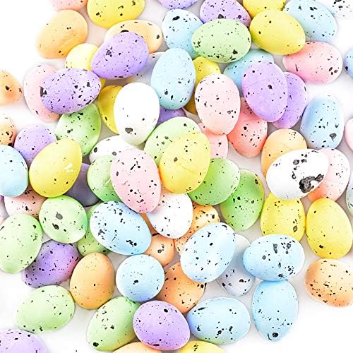 100 Pcs Easter Foam Eggs 7 Colors Graffiti Speckled Eggs Mini Bird Egg