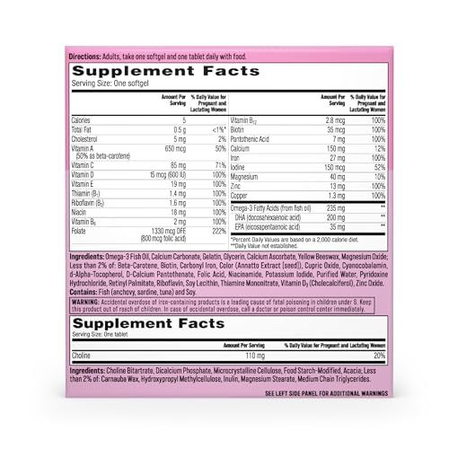 One A Day Prenatal Advanced- Prenatal Vitamins with Folic Acid, Choline, DHA & Iron, Pregnancy Vitamins for Women to Support Baby’s Development, 60+60 Ct (120 Total Set) (Packaging May Vary) - image 7
