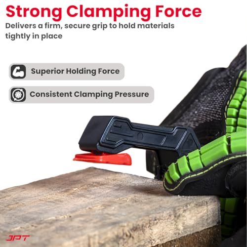 Image of JPT 4-Inch Heavy Duty Spring Clamp | 60mm Clamping Capacity, High-Tension Steel Spring | One-Hand Quick Grip, Non-Slip Pads | Woodworking, Carpentry & DIY Clamp Pack of 4