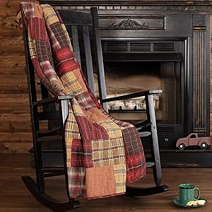 Rustic Crimson Red Plaid Cotton Wyatt Decor Rod Pocket Patchwork Rectangle Throw