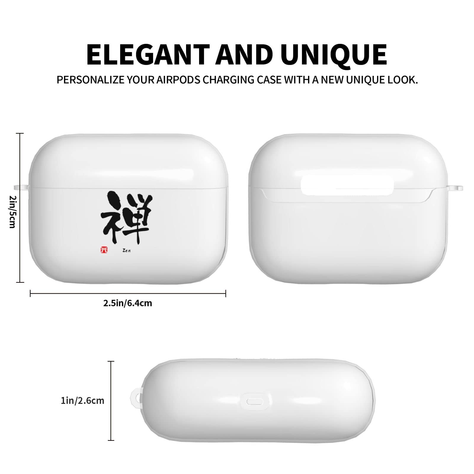 充電ケース ホワイト 使用感あり Amazon | 禅の漢字ロゴ入り 充電器、AirpodsPro用充電ケース