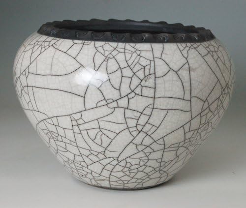 6" Raku Ceramic Cachepot Orchid Planter White