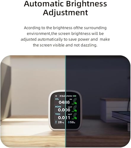 Miniatura 3 de cymtkbr - Monitor de calidad del aire, detector de CO2 multifuncional para interiores, temperatura y humedad, HCHO, monitor TVOC para el hogar,