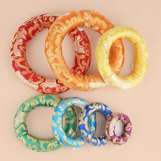 Tibetan Singing Bowl Accessories Silk Ring Cushions Handmade in Nepal Round Cushion for Sound Bowls Meditation Accessories-image-31