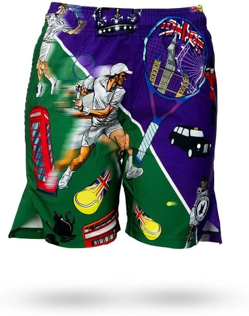 Flow Society London Tennis Mens Athletic Shorts - Mens Tennis Shorts - Gym Shorts - Sports Shorts - Activewear - Patterned