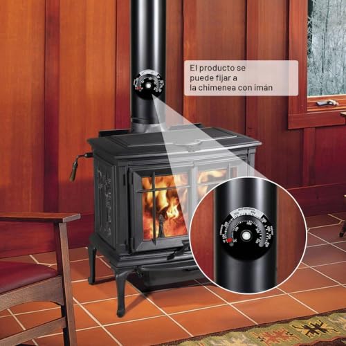 Miniatura 4 de Mivaiun Termómetro Magnético Para Estufa De Leña Medidor Para Tronco De Madera, Tubo De Chimenea, Temperatura Del Horno Negro