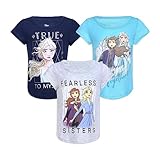 Disney Frozen Elsa & Anna Girls’ 3 Pack T-Shirt for Toddler, Little and Big Kids