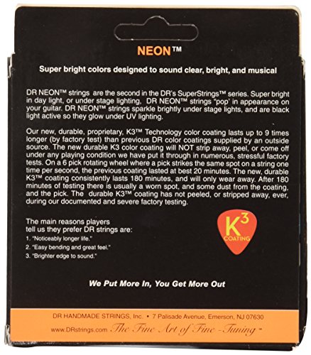 DR Strings NEON 9-46 Jeu de Cordes pour Guitare Electrique Orange - Les Beatles, Paul McCartney, John Lennon, RIngo Starr, George Harrison DR Strings NEON 9-46 Jeu de Cordes pour Guitare Electrique Orange – Image 3