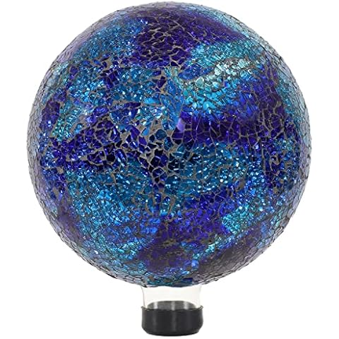 Sunnydaze Deep Ocean Swirl 10-Inch Crackled Glass Indoor/Outdoor Gazing Globe Cover