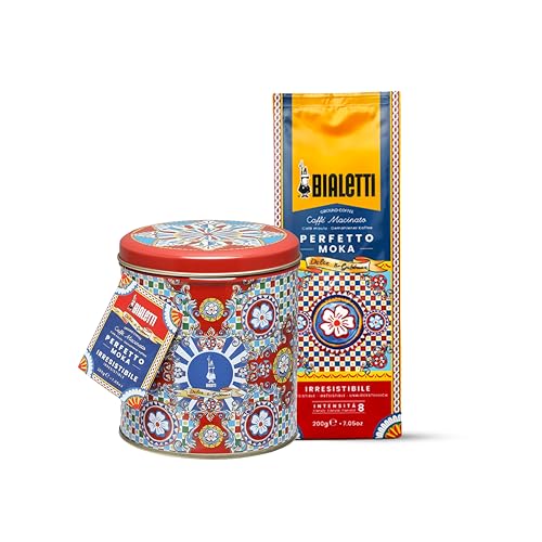 Bialetti (ビアレッティ)ドルチェ&ガッバーナ ペルフェットモカ イレジスタブル ギフト缶入り (粉/細挽き / 200g) イタリアンコーヒー エスプレッソ用 コーヒー豆