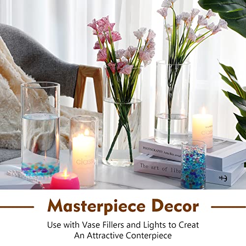 12 Sets 48 Pcs Glass Cylinder Vase Bulk Clear Different Sizes Candle Holder Decorative Centerpiece For Wedding Reception Home Flowers Modern Serene Spaces Living Glass Vases, 4'', 6'', 8'', 10'' High #TOP3