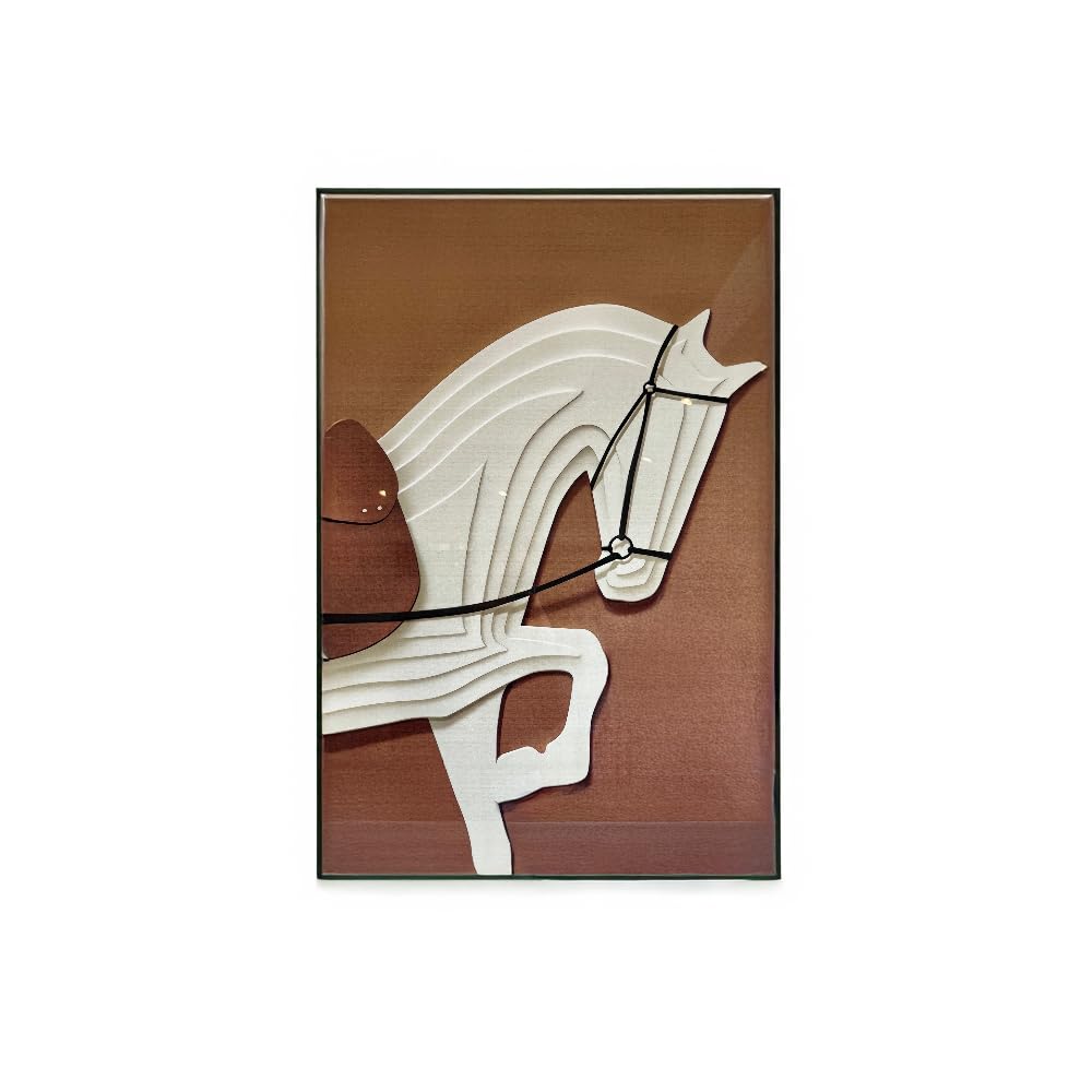 Rowen Homes Black Vivienne Framed Wall Art (90X60cm) - Rust 3D Effect Horse Print Wall Decor, Modern Artwork For Hallway, Living Room Or Bedroom - Luxury Interiors