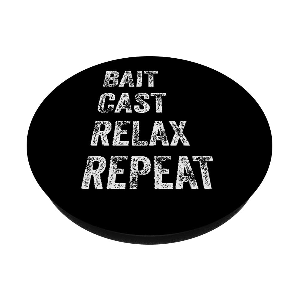 Bait, Cast, Relax, Repeat PopSockets Swappable PopGrip, Black - Image 2