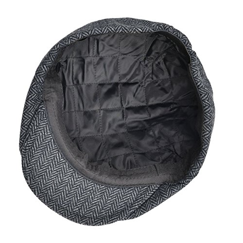 Voboom Men Wool Blend Newsboy Cap 8 Panel Hat Tweed Cap Herringbone Cabbie Flat Cap thumb #5