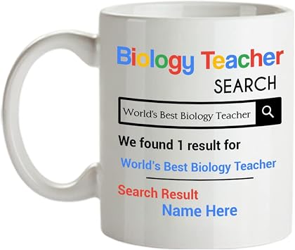 SpreadPassion Personalized Biology Teacher Mug - Personalized Biology Teacher Gifts - 11oz Coffee Mug - Customized with your Favorite Biology Teacher Name
