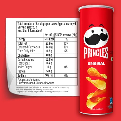 Image of Pringles Potato Chips Original | Salted Flavor | Crispy Snack for Game Nights Chips (107 g)