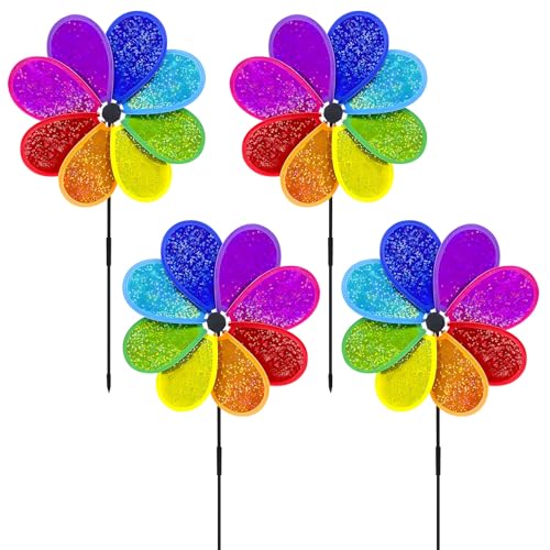 Lets Joy 4PCS Windspiel Blume, Windrad Garten, Windmühle Regenbogen,...