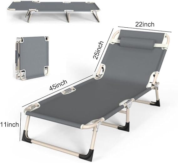 Camping Bed, Adjustable 4-Position Folding Cot Portable Folding Bed Guest for Sleeping Camping Cot Folding Cot for Camping W/Pilllow Mattress for Home Office Nap Beach Travel 150LB