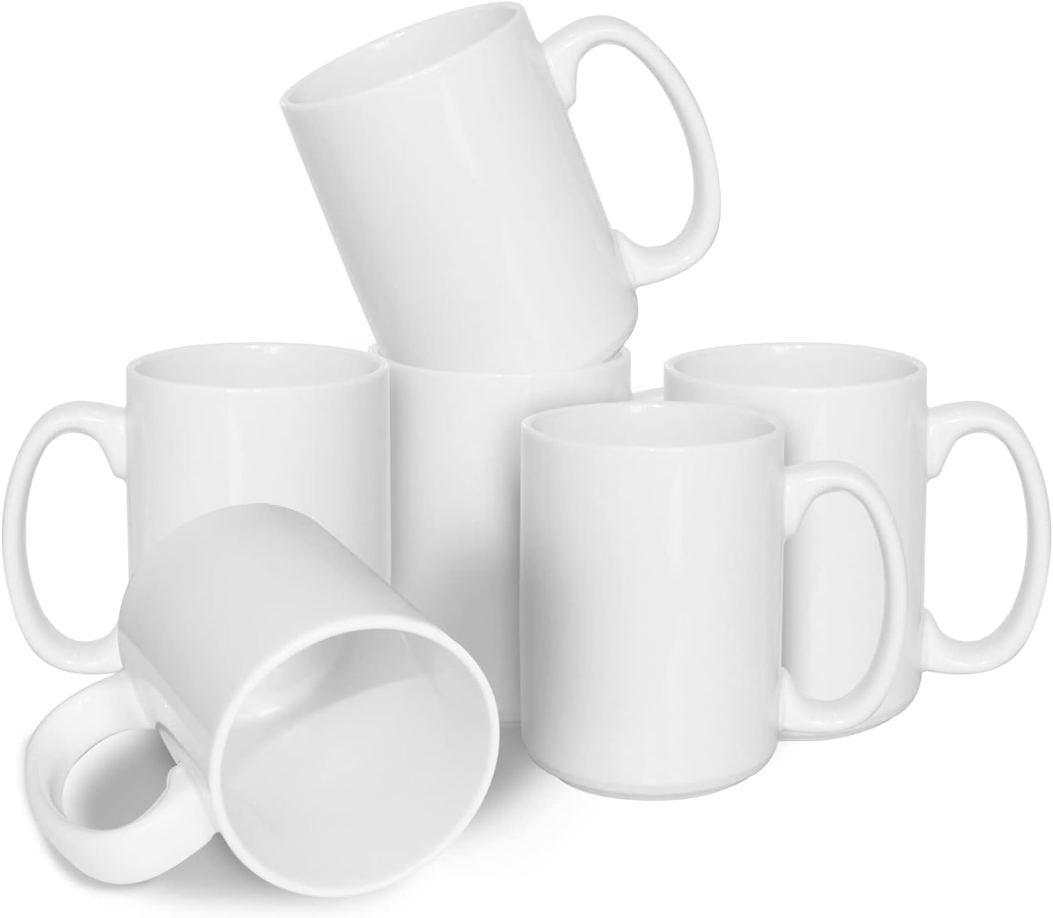 Tibaili 15 oz Porcelain Mugs Blank Sublimation Mugs with