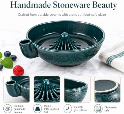 Self Rinsing Berry Washing Ceramic Bowl, 7'' Stoneware Colander (Style-G) — view 3