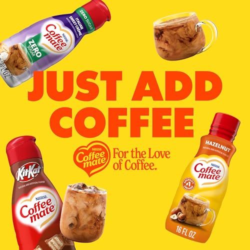 Nestle Coffee Mate Hazelnut Creamer Liquid &ndash; Triple Churned Liquid Coffee Creamer for Warm, Rich Flavored Coffee &ndash; Lactose & Gluten-Free, Non Dairy Creamer (16 oz 6 Pack)