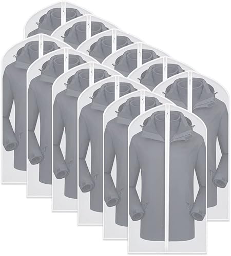Bolsas de ropa colgantes transpirables (juego de 12) fundas con cremallera de PEVA, bolsas de ropa para abrigos, bolsas de ropa, bolsas de ropa