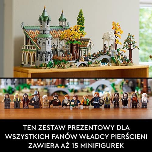 LEGO Icons WŁADCA PIERŚCIENI: RIVENDELL, duży zestaw klocków dla dorosłych z 15 minifigurkami, w tym Frodo, Sam i Bilbo Baggins, replika Rivendell, prezent na prezent, 10316