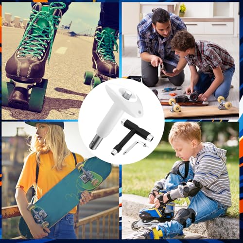 Image of Skate Tools Kit Multi Function Portable Skateboard Bearing Press Tool Bearing Puller T Tool Accessory with T Type Allen Key and L Type Phillips for Roller Skates Skateboards Scooters