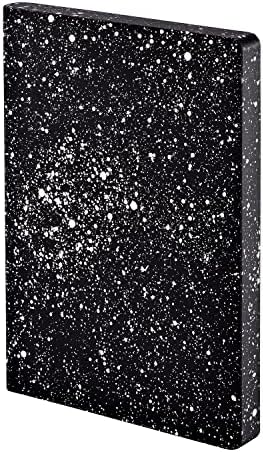 nuuna Graphic L Design Notebook – "Milky Way – Smooth Bonded Leather Coloured Edging, 256 Page Premium Paper DIN A5 Dot Grid Soft Cover – Black