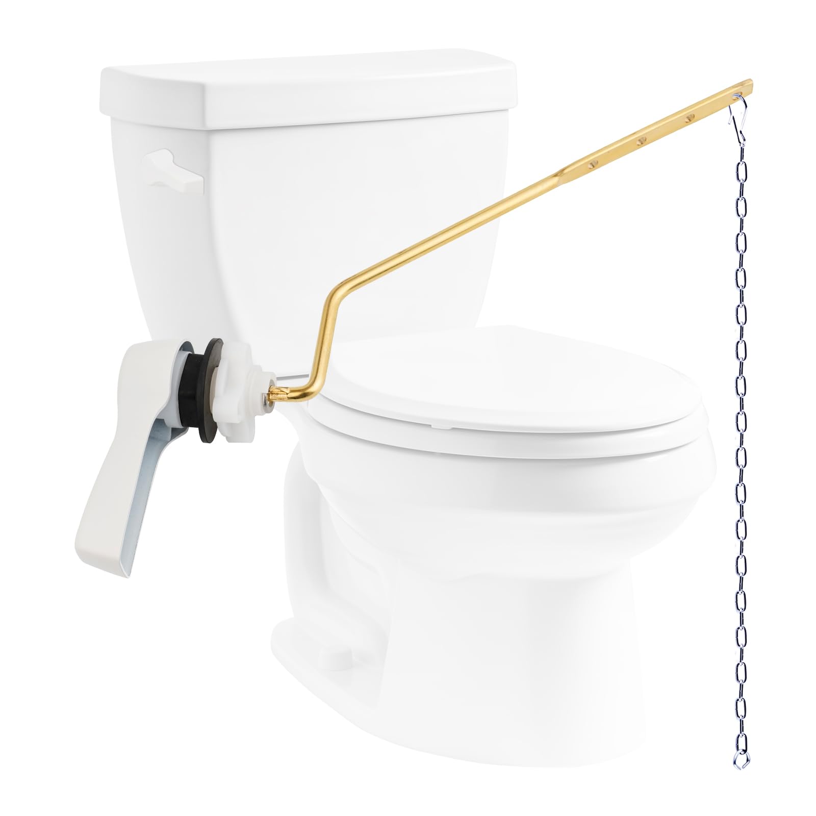 Hibbent Universal Metal Side Mount Toilet Handle Replacement Kit, White