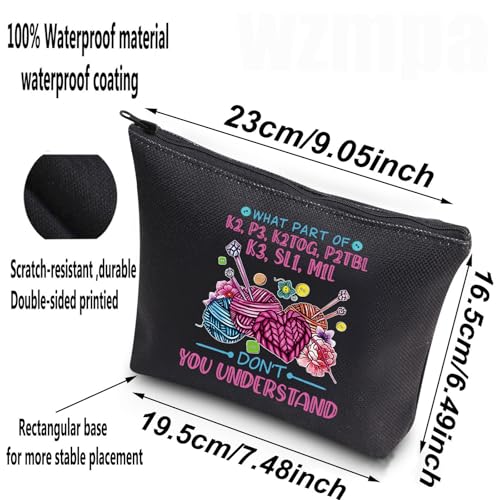 WZMPA Funny Knitting Cosmetic Bag Yarn Collector Gift What Part Don't You Understand Makeup Zipper Pouch Bag Knitter Merchandise (Don't Understan BL)2