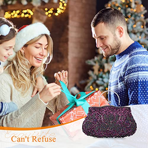 Image of CORIOS Evening Clutch Bag for Women Vintage Beaded Sequin Handbag Bridal Wedding Purse