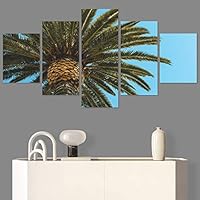 SIGNWIN 5 Panel Canvas Wall Art Palm Tree for Home Decorations Ready to Hang - 60