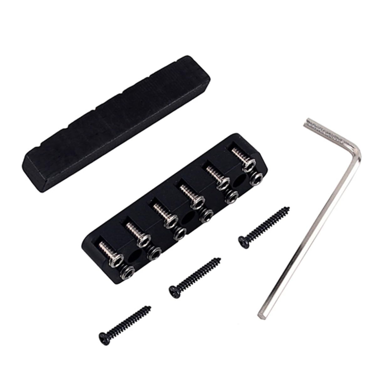 HEMOTON Headless Guitar Six String Locking Nut Stop Nuts with Camel Bone Guitar Bridge Nut (black)