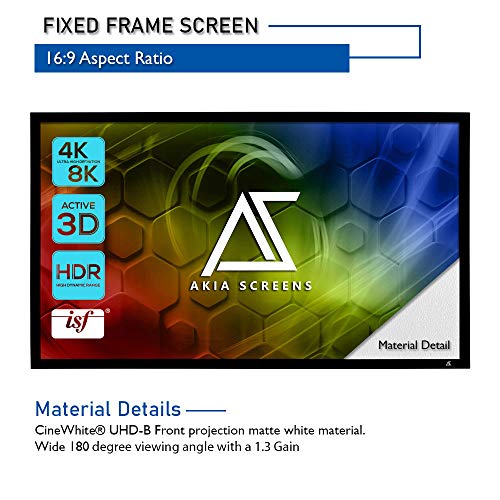 Akia Screens AK-FF100WH2 Fixed Frame Projector Screen 100 Inch 16:9 8K 4K Ultra Hd 3D Ready Wall Mount Cinewhite Uhd-B 100 Projection Screen For Indoor Movie Video Home Theater Cinema Office Ak-Ff100Wh2 thumb #2