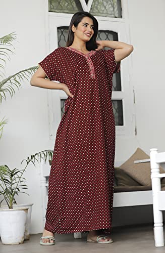 Image of G4Girl Pure Cotton Embroidery Nighty for Women's | Night Gown | Nighty | Nightdress | Maxi | Sleepwear | Jaipuri Nighty | Nighties | Gown
