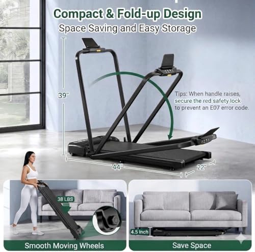 Image of THERUN Walking Pad with Handle Bar, Compact Under Desk Portable Treadmill
