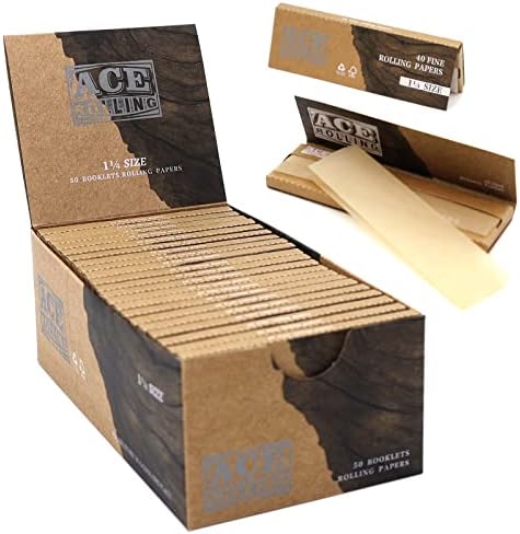 ACE Rolling Papers, 1 1/4 Cigarette Rolling Papers Unbleached Rolling Papers - 78 MM 50 Booklets with 40 Papers per Booklet (Unbleached)