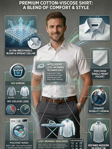 Image of Appel Touch Men's Cotton Blend Formal Shirt Half Sleeves