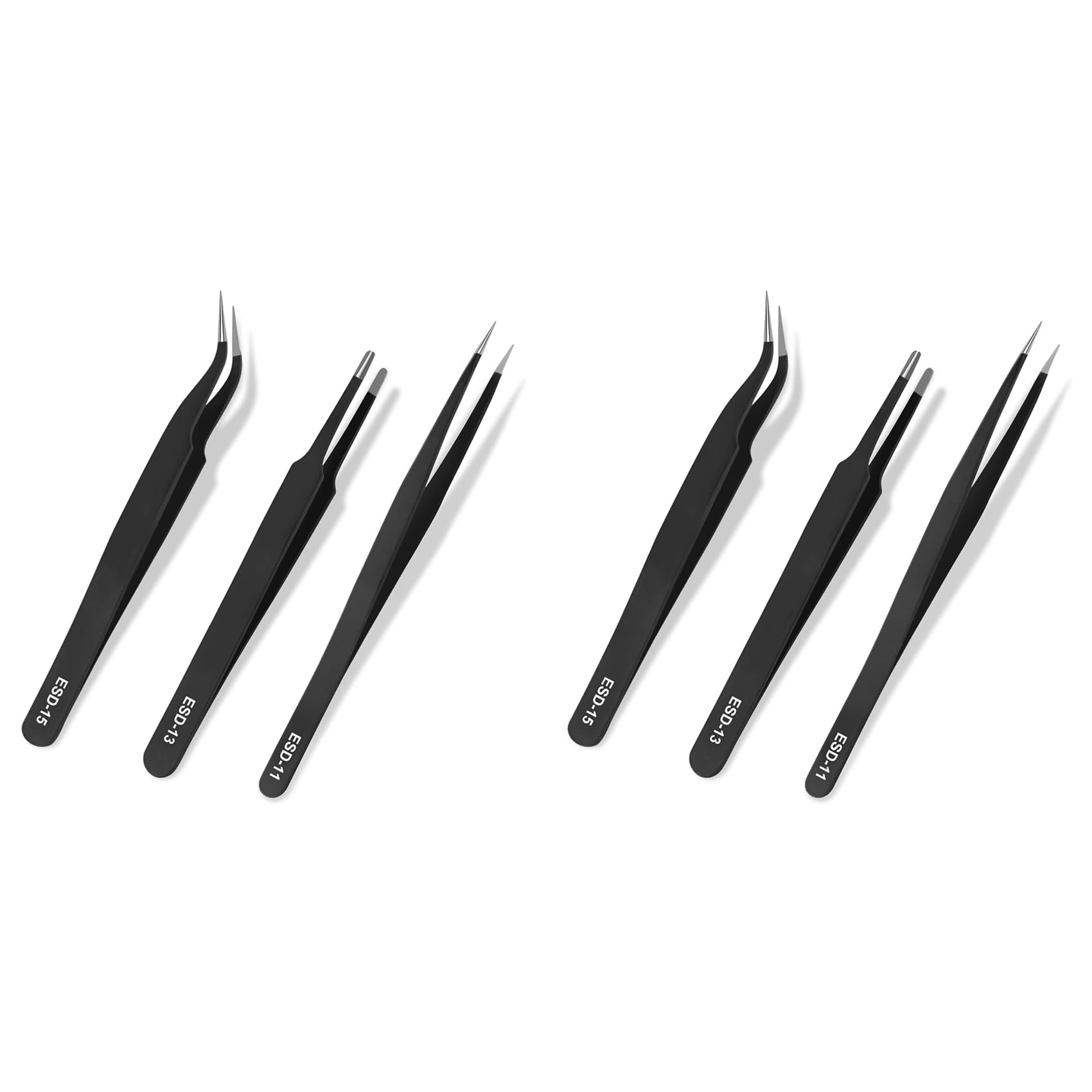 Jnchdghwa Tweezers Set,Upgraded Anti-Static Stainless Steel Tweezers, for Electronics Repair, Model Building 6PCS